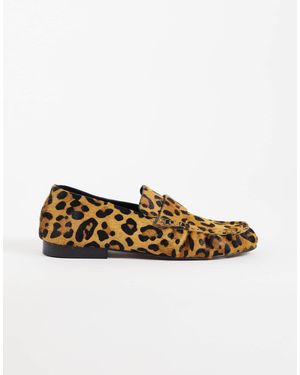 ASOS – marlowe – weiche, geraffte loafer aus echtem leder mit leopardenmuster - Mehrfarbig