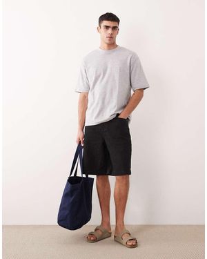 ASOS Loose Textured Denim Jorts - Pink