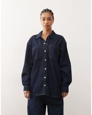 Noisy May Oversized Denim Shirt - Blue