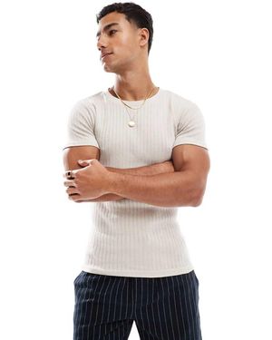 Jack & Jones T-Shirt Attillata A Coste - Bianco