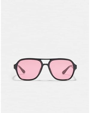 Stradivarius Double Bridge Resin Sunglasses - Pink