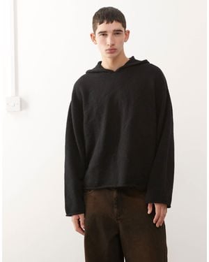 Weekday Sweat à capuche ample en laine mélangée - Noir