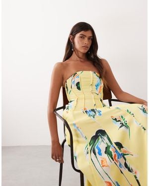 ARRANGE Heavy Cotton Seam Detail Bandeau Maxi Dress - Multicolour