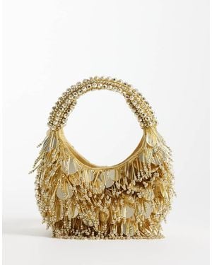 ASOS Bolso Redondeado Con Diseño Adornado De Cuentas Y Lentejuelas De - Metálico