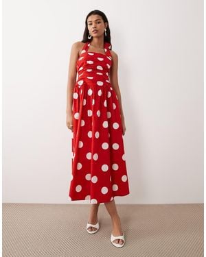 Nobody's Child Lilah Occasion Halter Midi Dress - Red