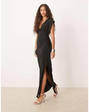 ASOS Co-Ord Slinky Low-Rise Asymmetric Waist Maxi Skirt - Natural