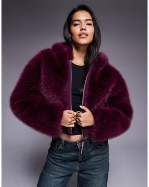 ASOS Weekend Collective Faux Fur Cropped Coat - Purple