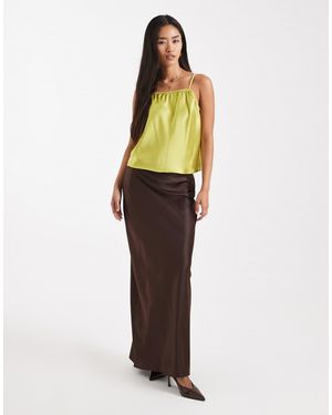4th & Reckless Satin Column Maxi Skirt - Yellow