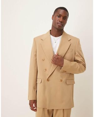 ASOS Relaxed Longline Suit Jacket - Natural