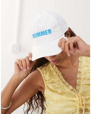 Collusion Embroidered Slogan Cap - White