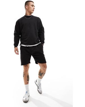 Don't Think Twice Dtt Crew Neck Sweatshirt & Jersey Shorts Set - Black