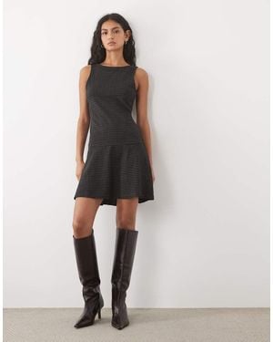 Mango Vestito Mini Senza Maniche Con Gonna Svasata - Grigio