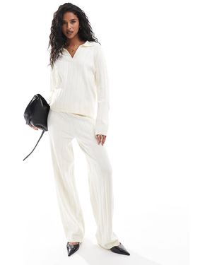 Y.A.S Wide Rib Knitted Trouser Co-ord - White