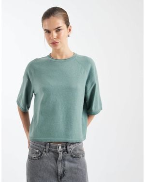 ONLY Boxy Knit Short Sleeve Top - Green