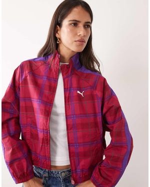 PUMA T7 Relaxed Tartan Jacket - Red