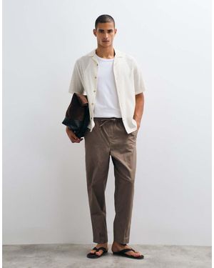 ASOS Tailored Relaxed Tapered Linen Look Trousers - Natural