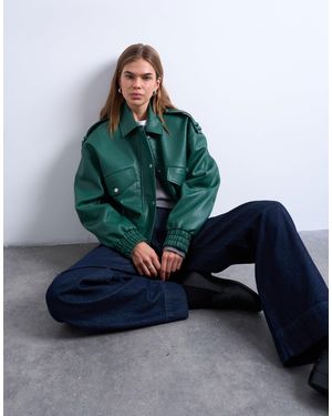 TOPSHOP Bubble Pu 80s Bomber Jacket - Blue