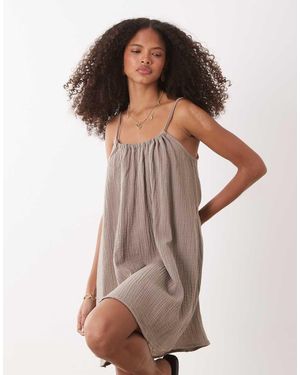 Jdy Cheesecloth Sleeveless Mini Dress - Brown