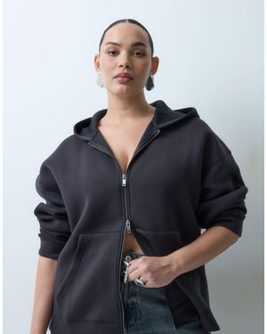 Noisy May Oversized Scuba-style Fabric Hoodie - Blue