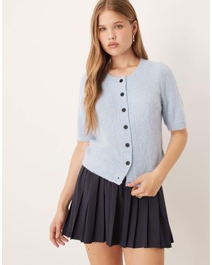 Vrg Grl Tessa Puff Sleeve Cardigan - Blue