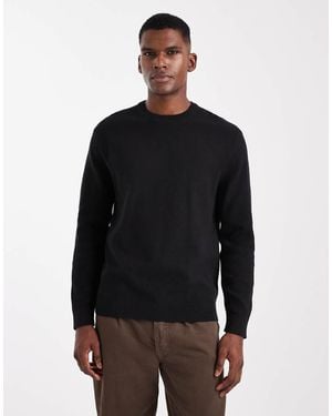 Only & Sons Regular Fit Waffle Knit Jumper - Black