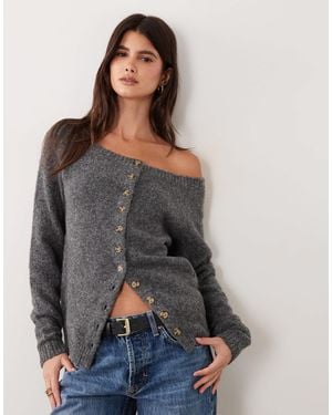 ASOS Off The Shoulder Cardigan - Gray