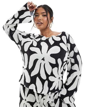 Vero Moda Plissé Top Met Lange Mouwen En Boothals - Meerkleurig