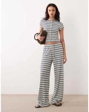 Miss Selfridge Wide Leg Rib Trousers - White