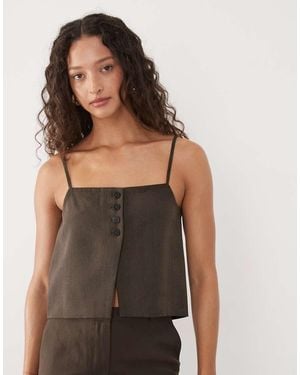 Mango Tempo Cami Top With Open Back - Brown