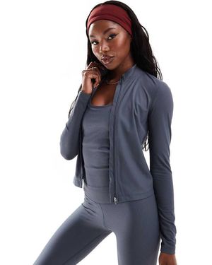 4505 Chaqueta Deportiva Con Cremallera De Canalé De - Azul