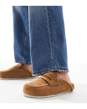 SEQWL Wide Fit Soda Fur Lined Mules - Blue