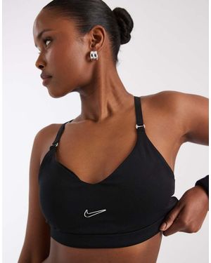 Nike Indy Metallic Swoosh Light Support Sports Bra - White