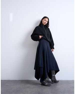 TOPSHOP Knitted Draped Skirt - Blue