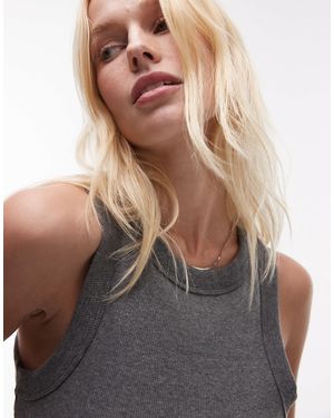 TOPSHOP Rib Racer Vest - Brown