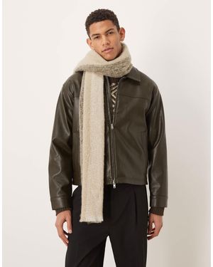 SELECTED – schal aus wollmix mit streifen - Natur