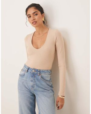 agon® Scoop Neck Long Sleeve Bodysuit - Blue