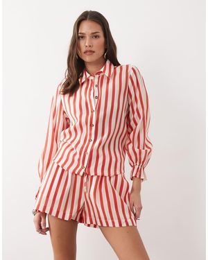 Never Fully Dressed Camisa A Rayas Rojas Con Lazada En La Espalda De (Parte De Un Conjunto) - Rojo