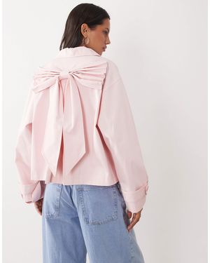 Miss Selfridge Short Length Mac With Bow Back Detail - Pink
