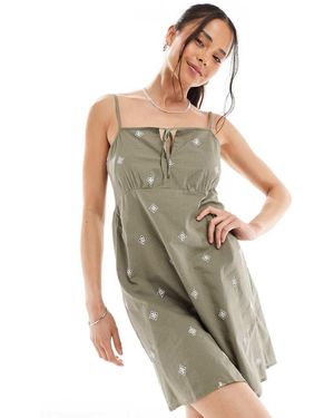 ONLY Vestido Corto De Tirantes Con Detalles Bordados De -Verde