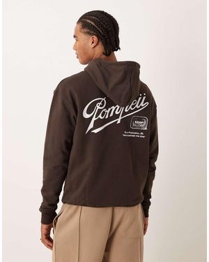 Pompeii UK Pompeii Sabons Cotton Hoodie With Back Print Logo - Brown