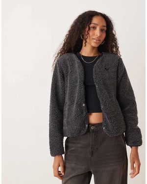 Roxy Iconic Town Button Up Polar Fleece Top - Black