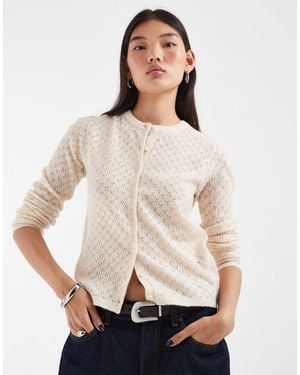 JJXX Pointelle Knit Cardigan - Natural