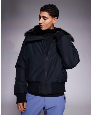 ASOS 4505 Ski & Snow Asos 4505 Ski Bomber Jacket With Faux Fur Collar - Blue