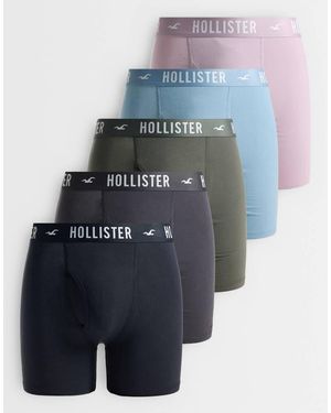 Hollister Confezione Da 5 Paia Di Boxer Con Patta Frontale - Blu