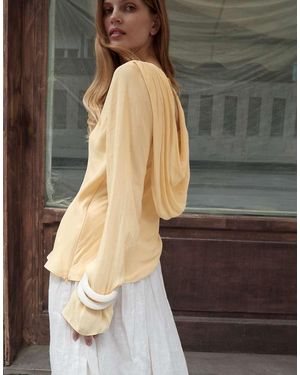 NA-KD Open Back Draped Top - Yellow