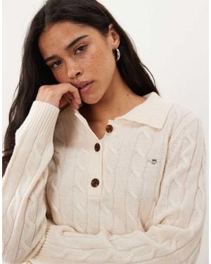 GANT Cardigan Rugby A Trecce Color Crema - Neutro