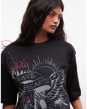 Ed Hardy Brave hearts stay true t-shirt - Schwarz