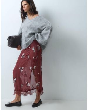 ASOS Verzierter midirock mit spitze - Rot