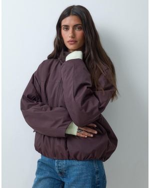 ASOS Short Hooded Rain Coat With Borg Liner - Purple