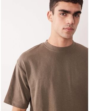 SELECTED Heavyweight Oversized T-shirt - Brown
